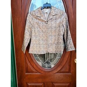 Chico's Vintage Metallic Gold and Black One Button Blazer Size 0